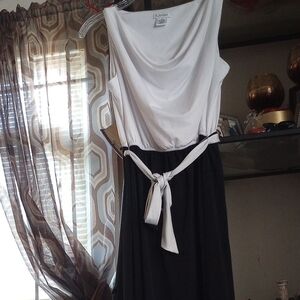 Elegant Two-Tone Dress with Belt